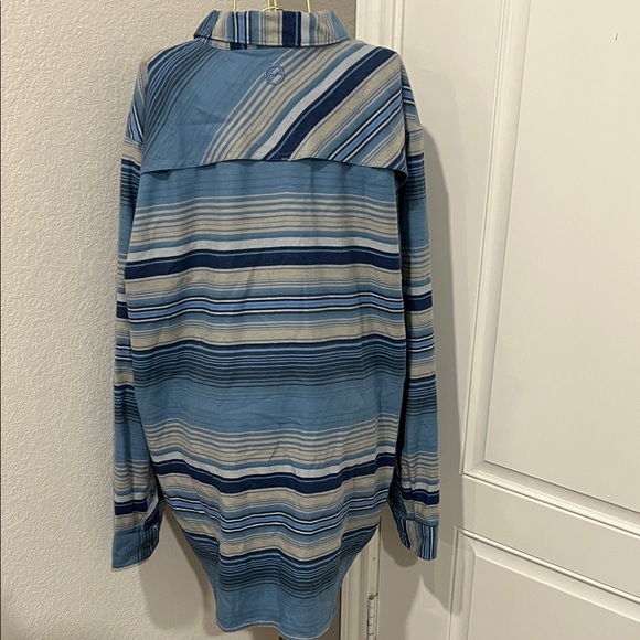 Magellan Outdoors Pro Blue and Beige Striped Shirt - Picture 6 of 6